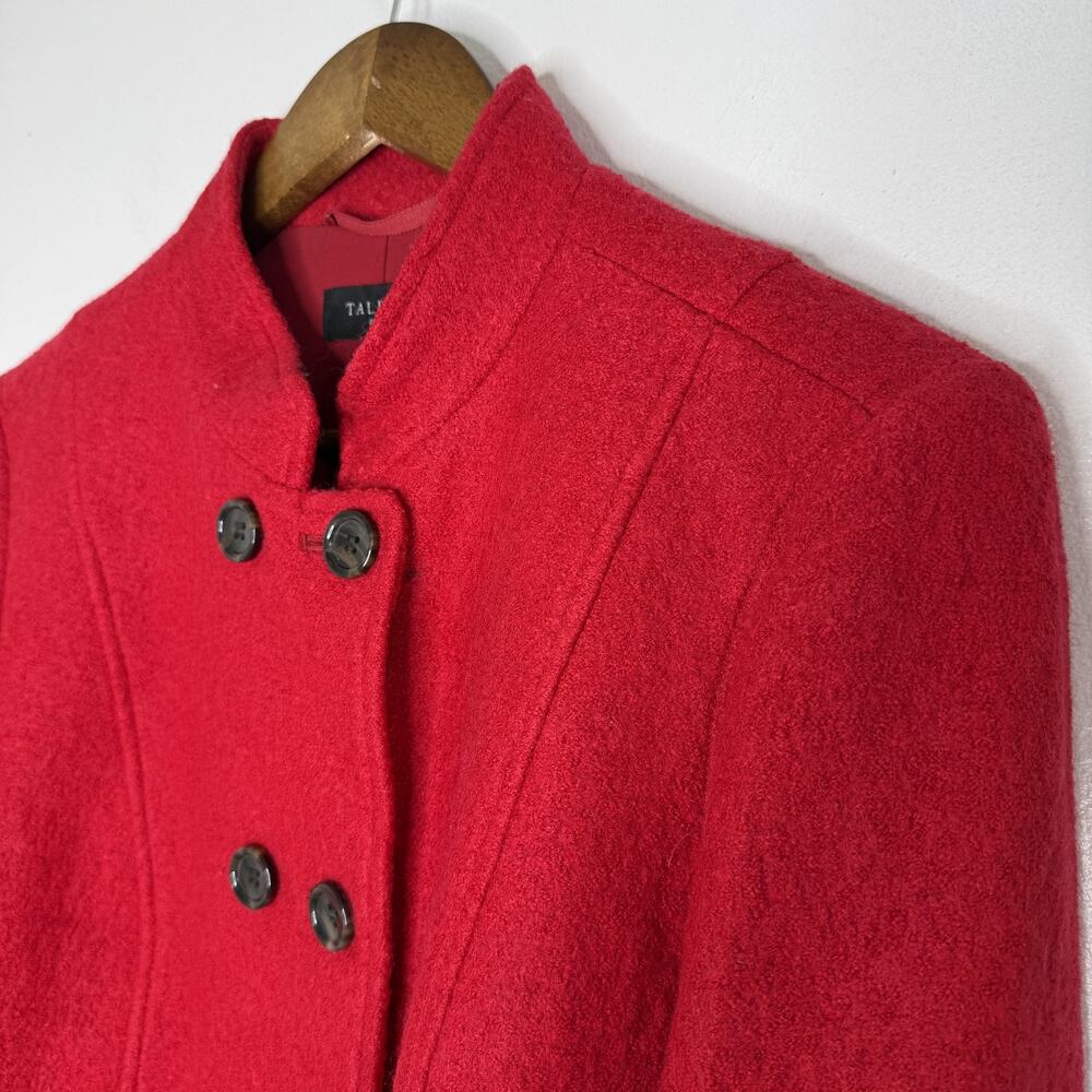 Talbots Coat Womens 14P Red Viscose Wool Pea Coat Short Lined Pockets Career
